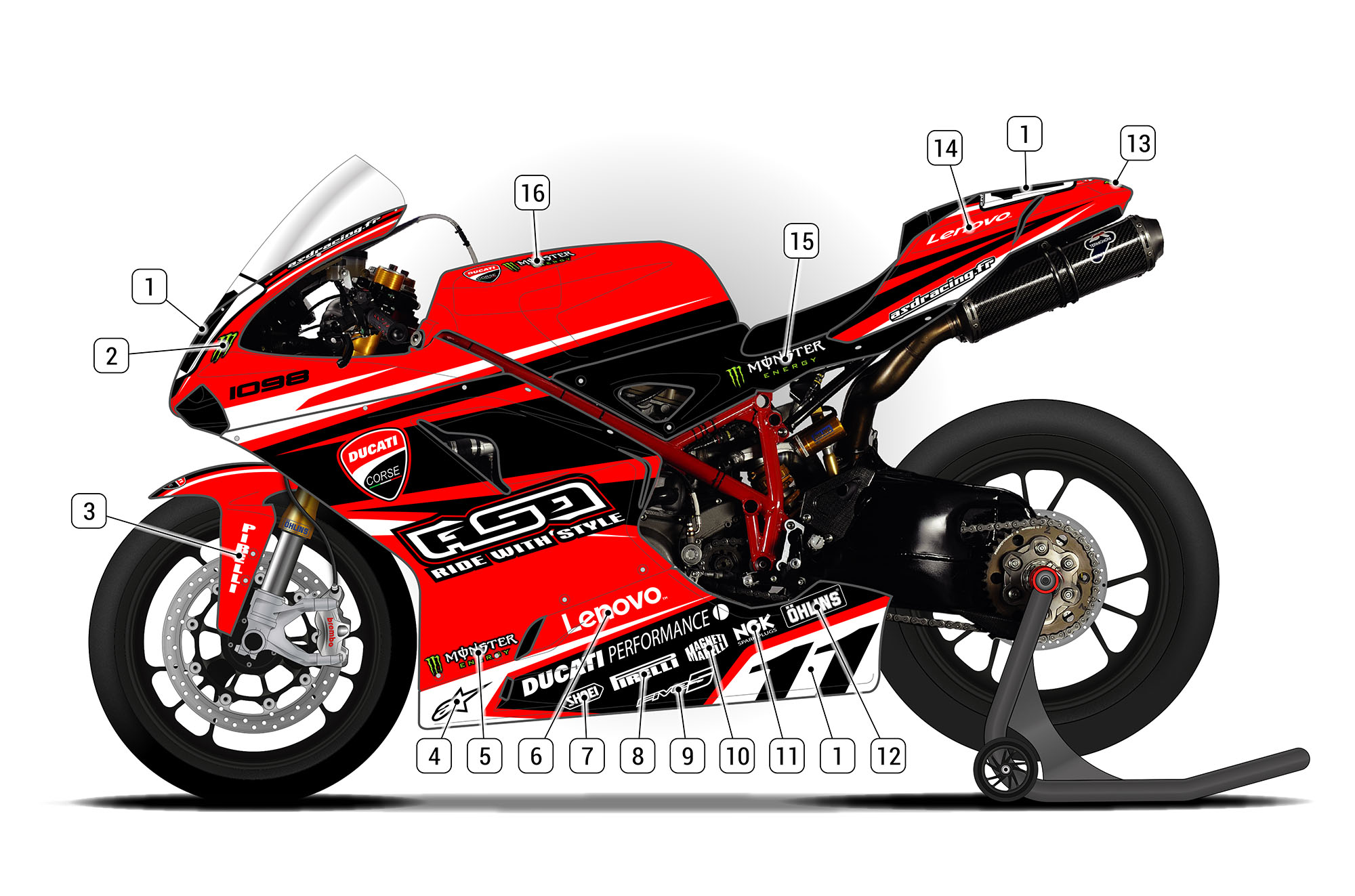 1098 Sticker Ducati 1098 | ASD Racing