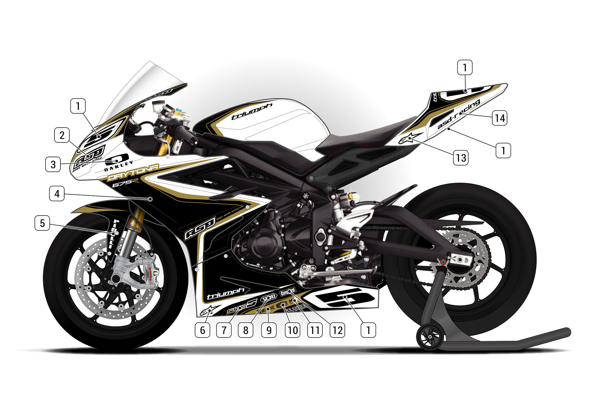 Triumph daytona online 675 gold