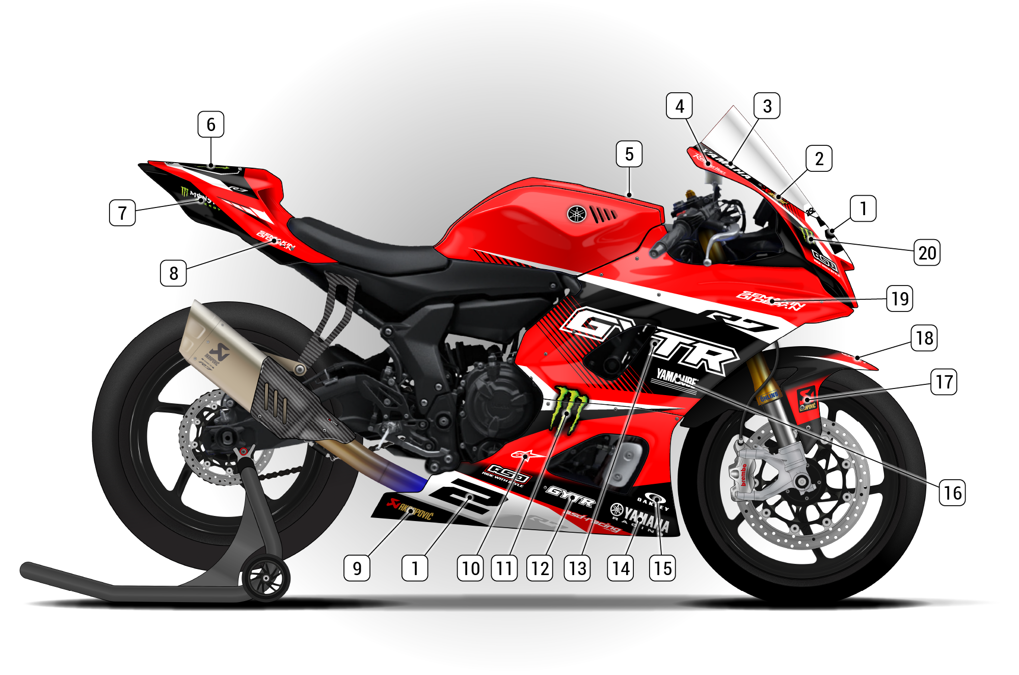YAMAHA 赤 タンク グラフィックデザイン YAMAHA 赤 タンク グラフィックデザイン